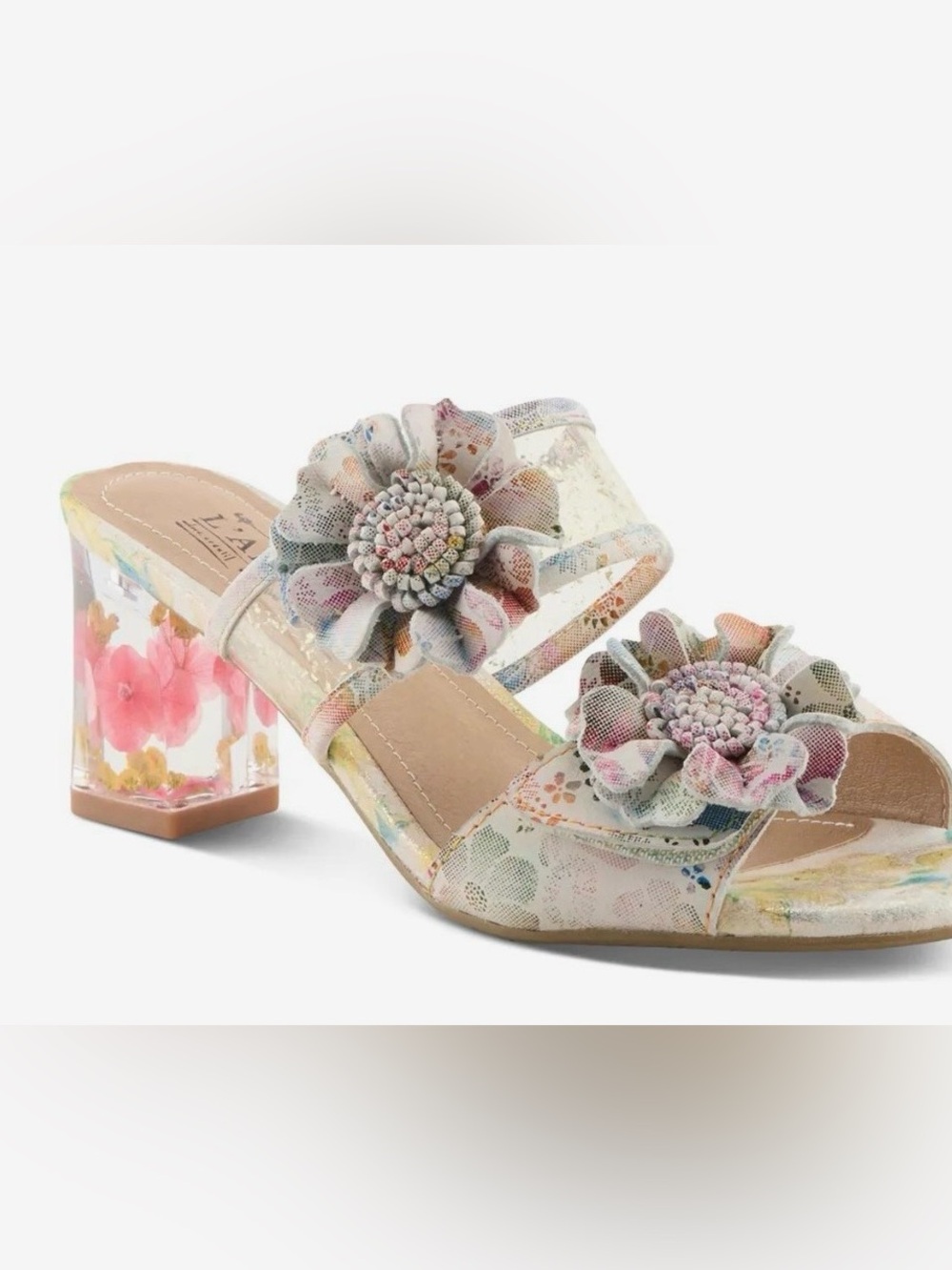 L'artiste Floral Block Heel Sandals - Pastel Garden. "Fantabulous Sandel".